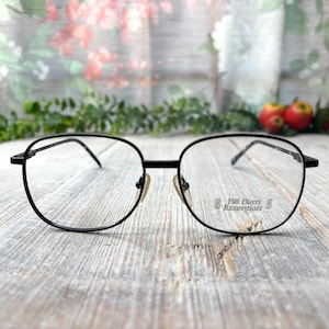 matte black eyeglass frame only 1990s nos vintage eyeglasses unisex/men/women prescription glasses 90s fashion accessories eyewear big round