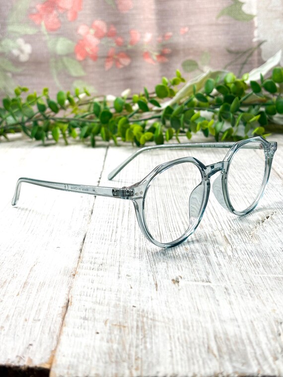 Oversized Round Clear Lens Glasses Gray 52[]22-146