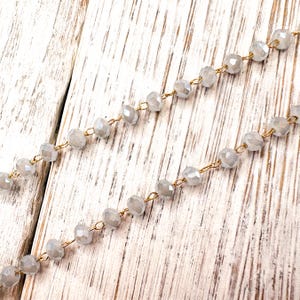 Zierliche Gold & Grau Perlen Kette: Edelstahl Schmuckzubehör (2 m)