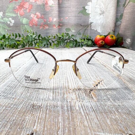Vintage Semi-Rimless Eyeglass Frames: Copper Gold… - image 1