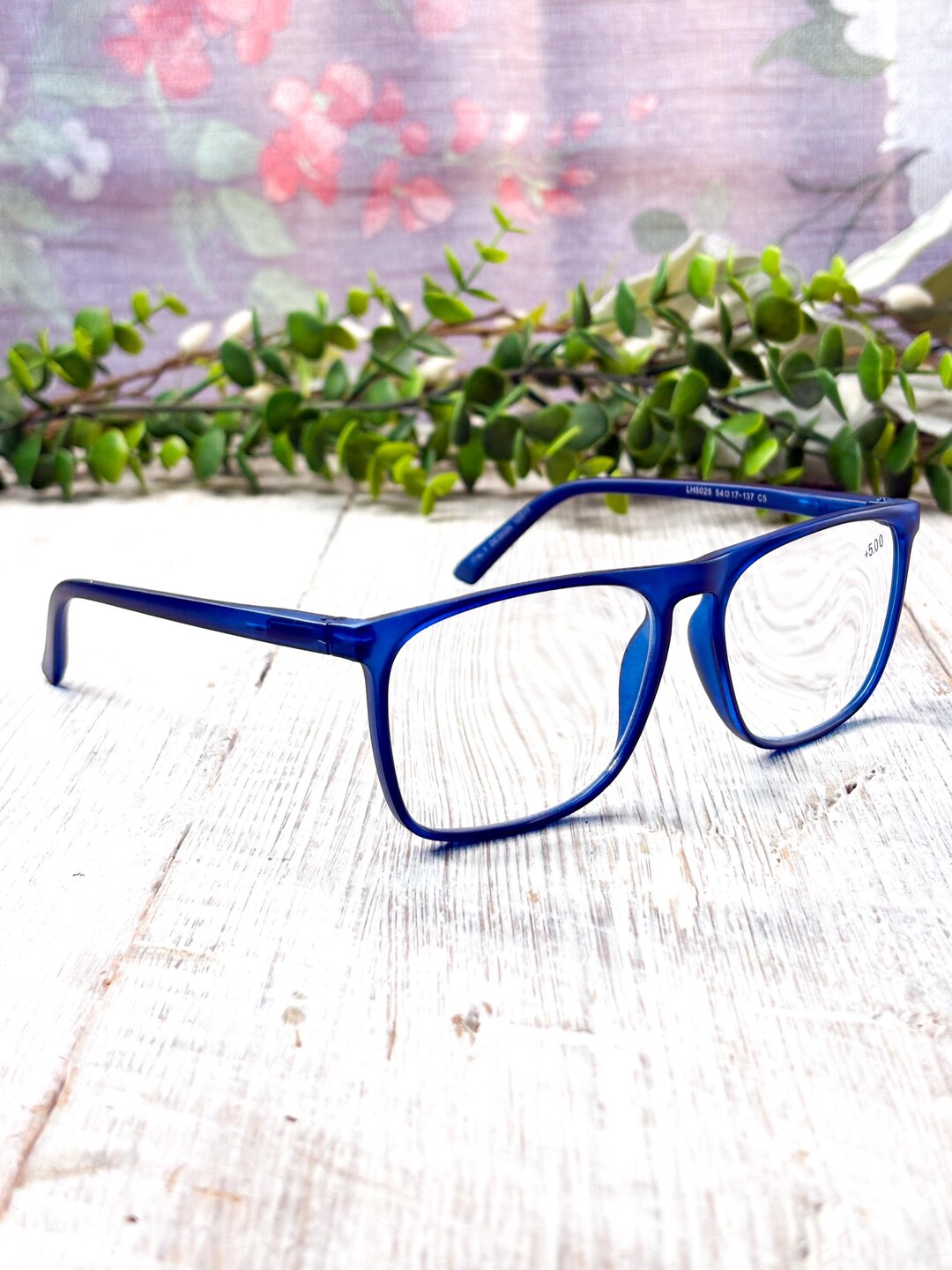 Matte Blue Square Reading Glasses 54[]17-137 - Etsy