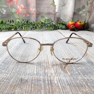 light gold round eyeglass frame only 90s eyeglasses unisex/men/women prescription glasses 1990s fashion accessories deadstock vintage modern