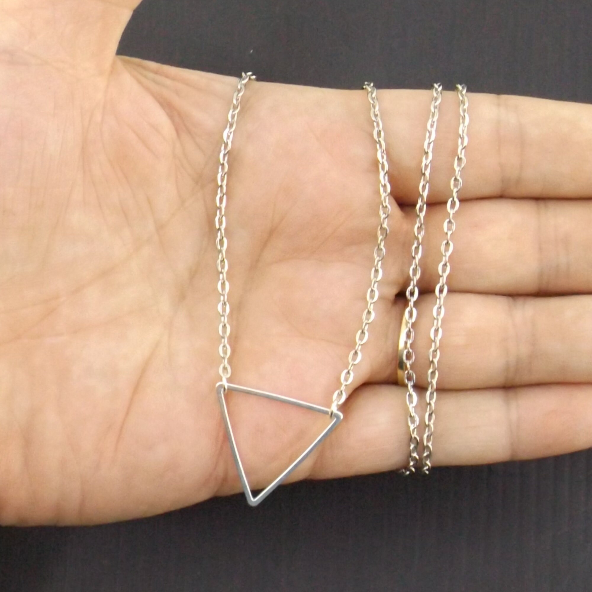 Minimalist Floating Triangle Necklace: Silver Cable Chain - Etsy