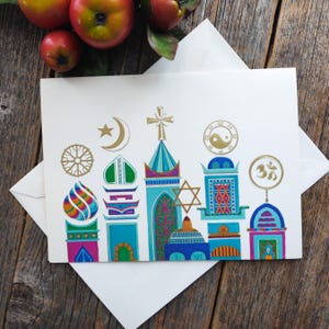 coesistere biglietto di auguri felice festa religioso religione Ia 56-7 citazione natale hanukkah gerusalemme vintage nos cancelleria lui/lei/uomini/donne