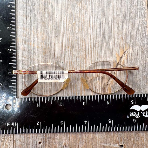 Vintage Bugle Boy Round Eyeglass Frames: Light Go… - image 5
