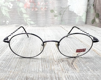 Vintage Dark Purple Eyeglasses Frames: Unisex 1990s Deadstock (48[]20/135)