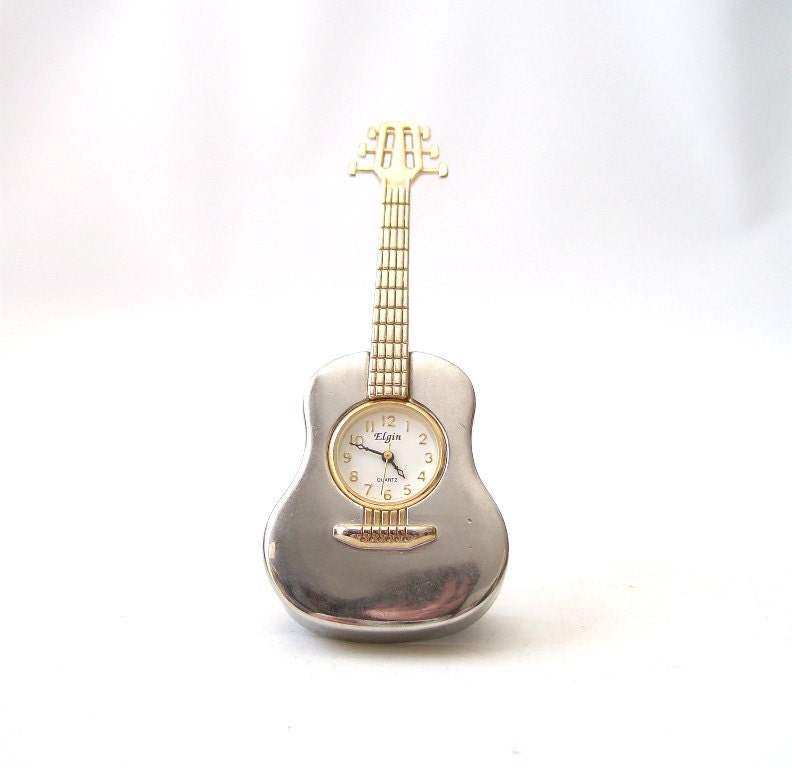 Vintage elgin guitar clock miniature mini musician music Etsy