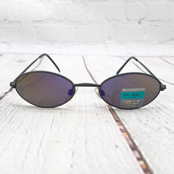 90s oval sunglasses petite vintage sunglasses bla… - image 3