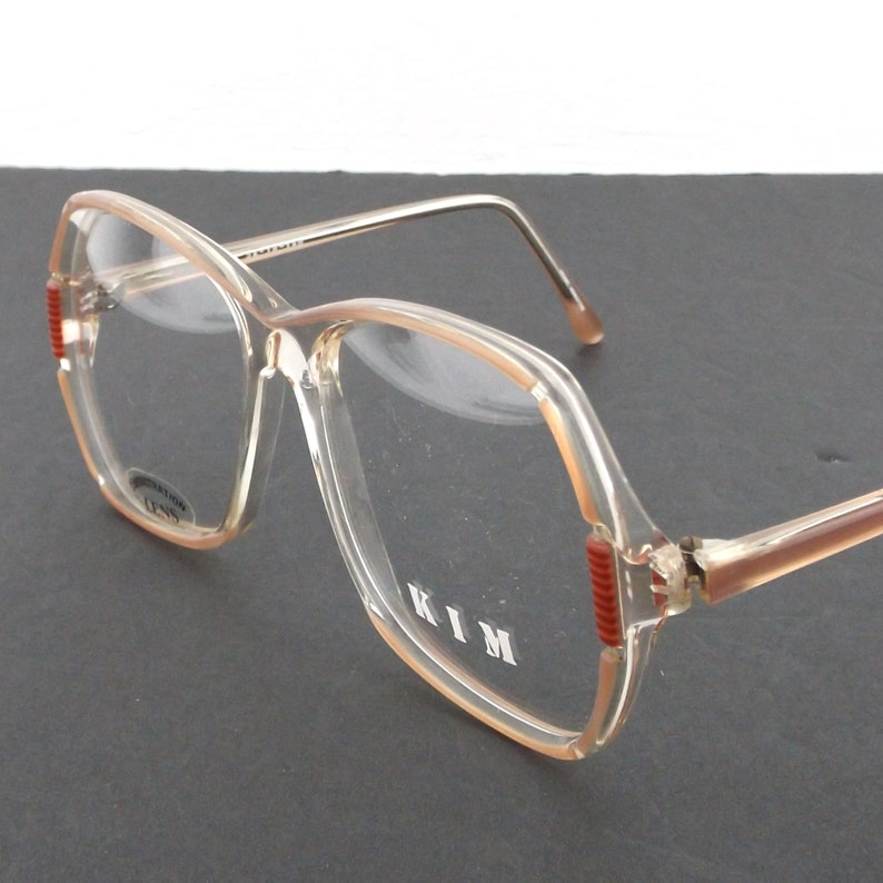 1980s glasses vintage eyeglasses octagon eye glasses, plastic frame glasses Pink