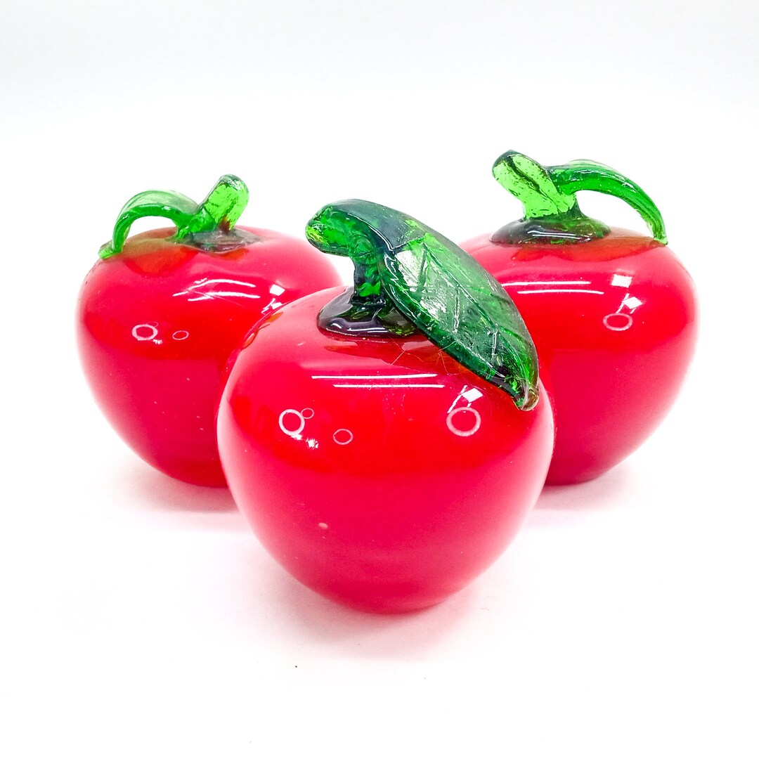 Blown Glass Fruit Vintage Murano Style Glass Glass Red Etsy