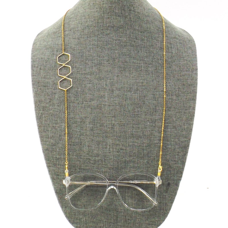 eyeglass chain sunglasses chain mask lanyard hexagon necklace for glasses Gold