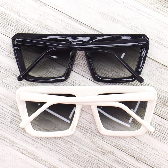 NOS 80s vintage sunglasses oversized square black… - image 6