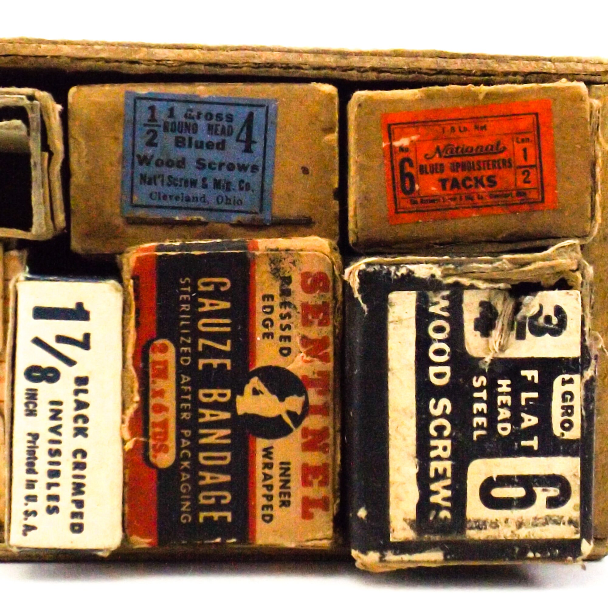 Old vintage box of 10 cardboard hardware boxes nails Etsy