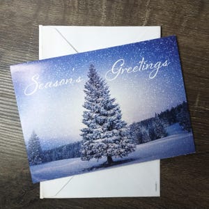 albero innevato biglietto di auguri di natale biglietto di auguri di stagione paesaggio blu natale biglietto vuoto vintage cancelleria nos mamma/papà/madre/padre