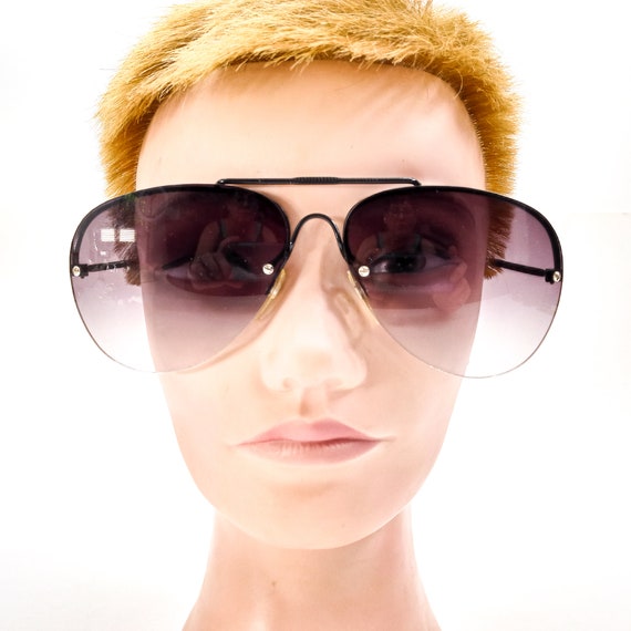large aviator sunglasses rimless sunglasses vinta… - image 6