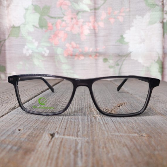 Black Rectangle Eyeglasses Frames: Vintage Unisex… - image 1