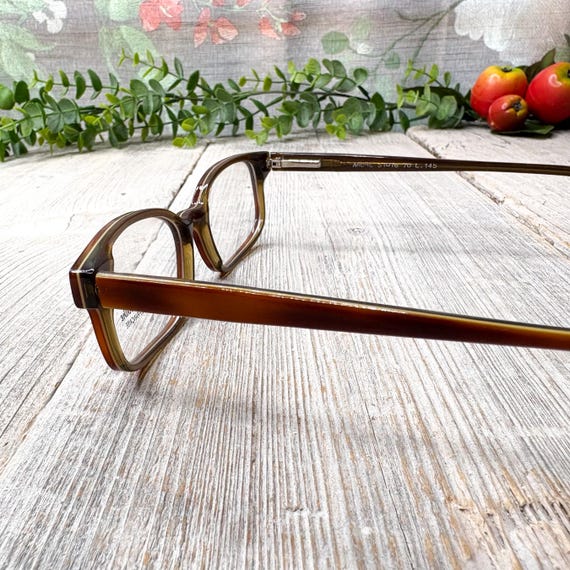Vintage Rectangle Eyeglass Frames: Matte Brown To… - image 3