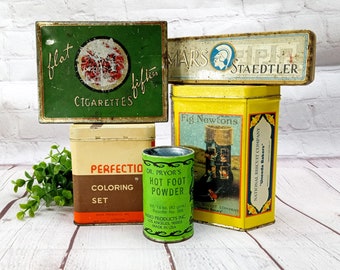 vintage tin box with lid | decorative storage container