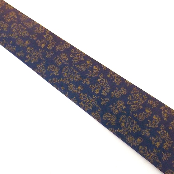 NOS vintage 1960s 50s 60s mid century modern tie purple necktie yellow floral mens 53