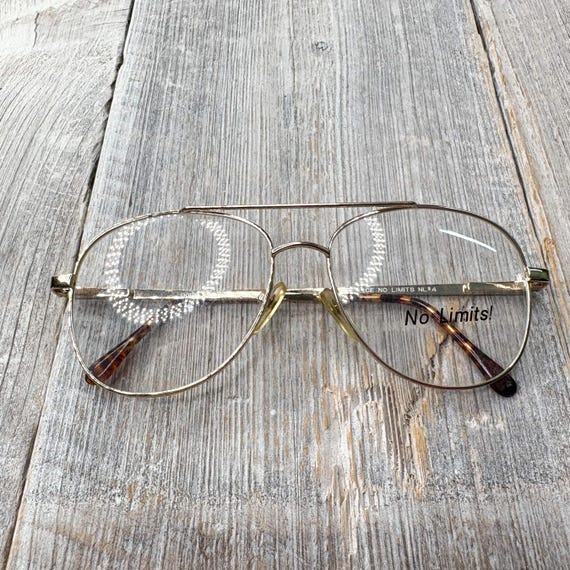 Vintage Square Aviator Eyeglass Frames: Light Gol… - image 6