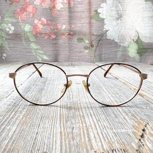 round eyeglass frames only 50[]18/140 glasses women/unisex/men eyewear light gold/brown tortoise eyeglasses deadstock vintage