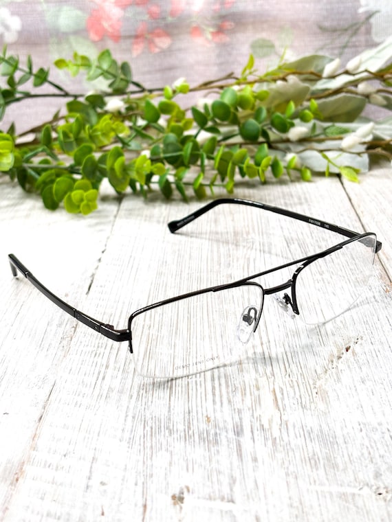 Black Rectangular Semi-Rimless Aviator Eyeglass F… - image 1
