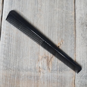 7.25&quot; barber comb 1pc black hair comb deadstock vintage accessories unbreakable nylon plastic accessory