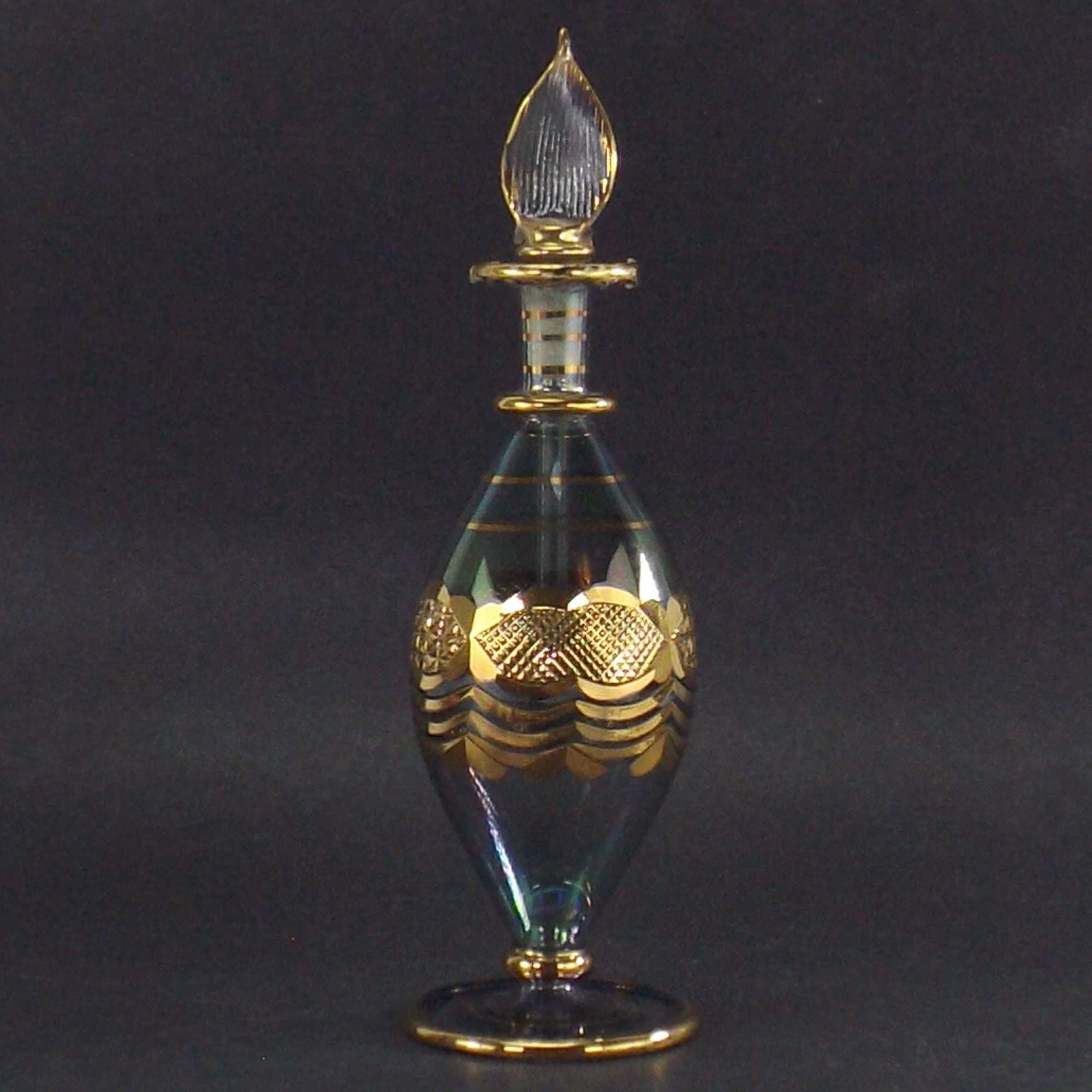 Blown glass perfume bottle with stopper vintage Etsy