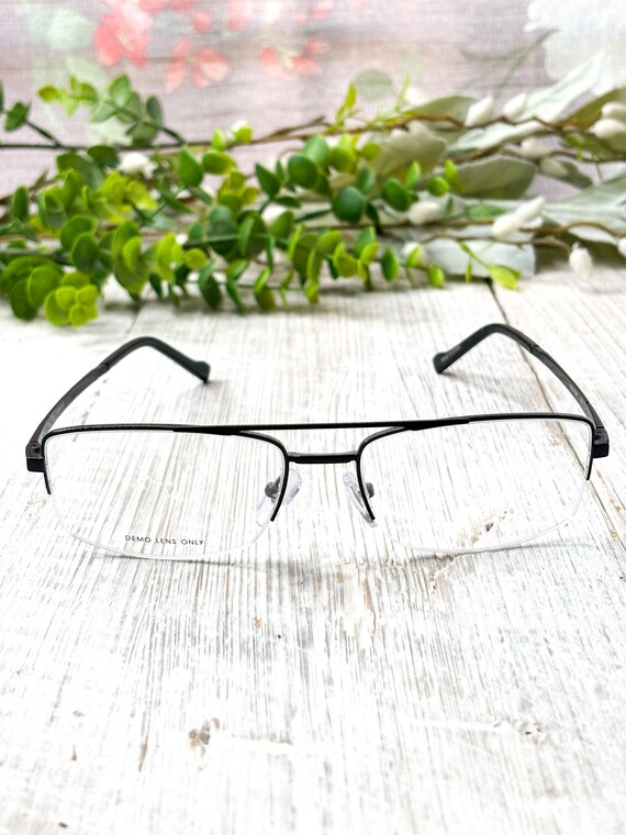 Black Rectangular Semi-Rimless Eyeglass Frames: B… - image 3