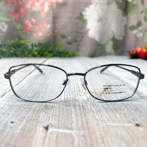 square eyeglass frames only gunmetal/black eyeglasses unisex/men/women glasses deadstock vintage eyewear fashion accessories eyeglass 1990s
