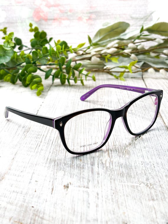Square Eyeglass Frames: Dark Brown and Purple Gla… - image 1