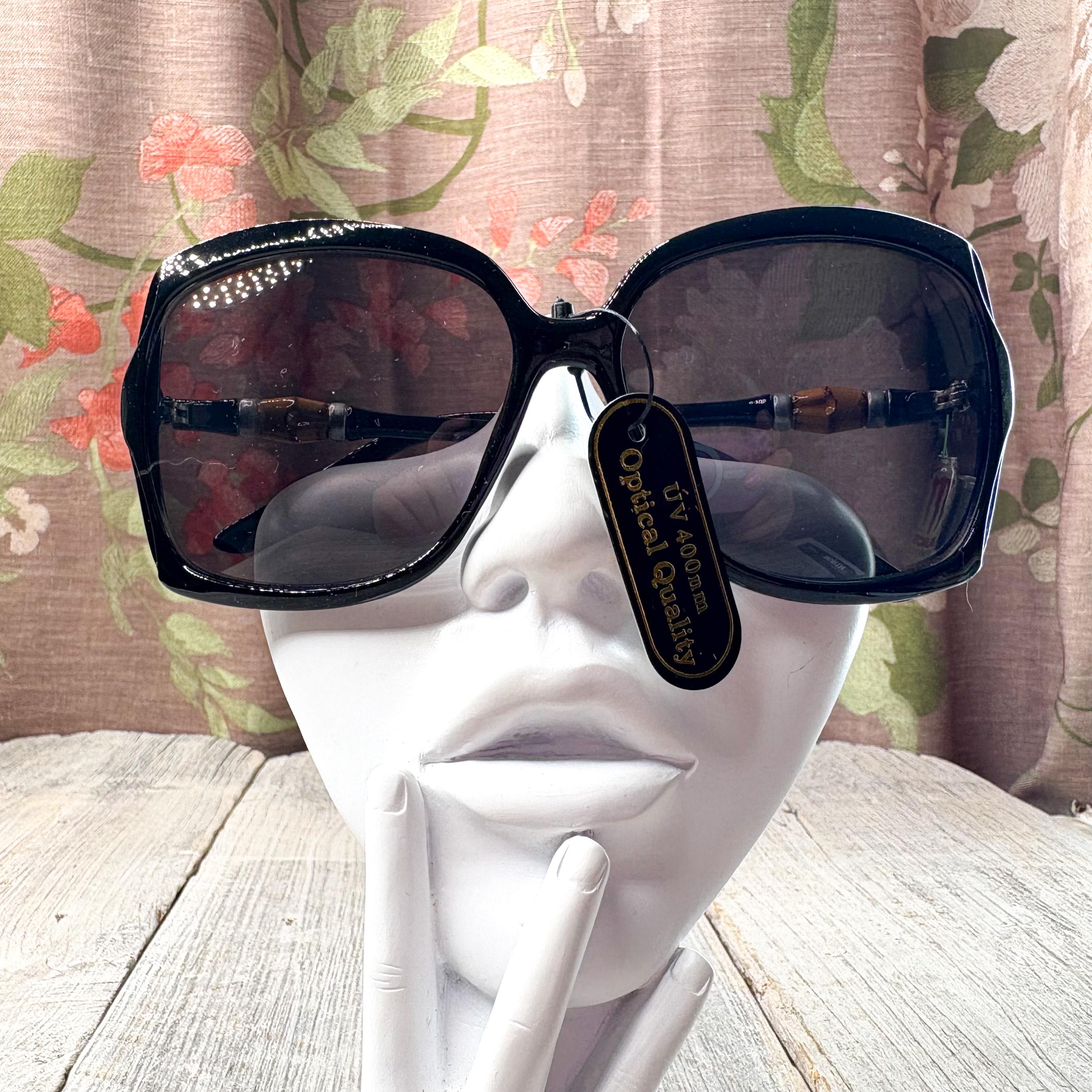 Oversized Square Butterfly Sunglasses: Black & Gold Frame 