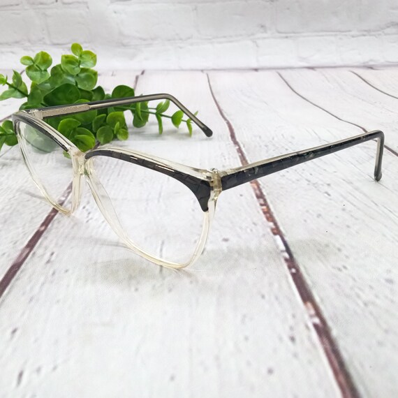 1980s large round eyeglasses grey clear vintage e… - image 4