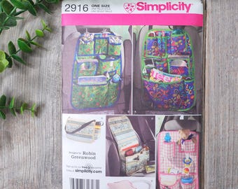 car organizer sewing pattern organize backseat holder tote bag kids/children/child/girls/boys retired simplicity 2916 one size pockets sew