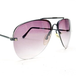 large aviator sunglasses rimless sunglasses vintage NOS sunglasses black image 3