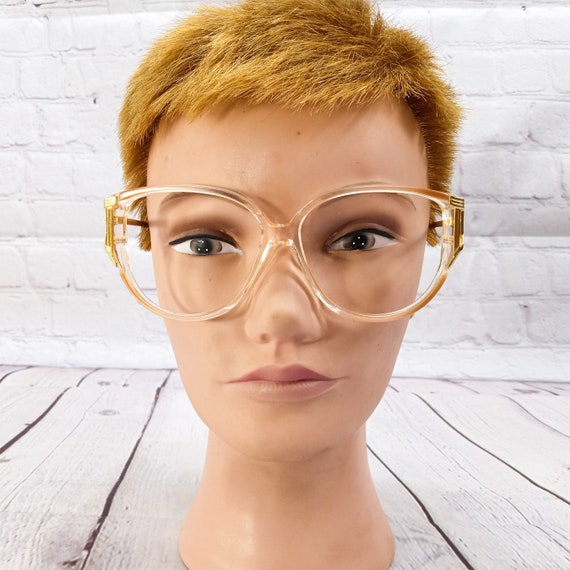 1980s grandes anteojos redondos beige claro oro vintage anteojos