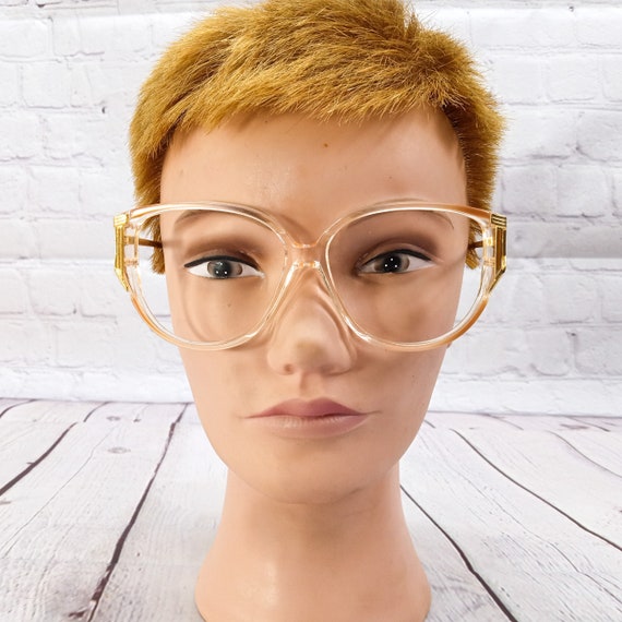 1980s large round eyeglasses clear beige gold vin… - image 6