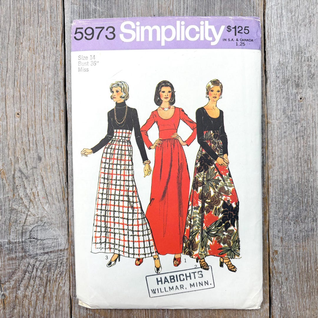 Simplicity 5473 Pattern 1973 Simplicity Sewing Pattern 5973: Misses Formal Dress, Size 14 - Etsy