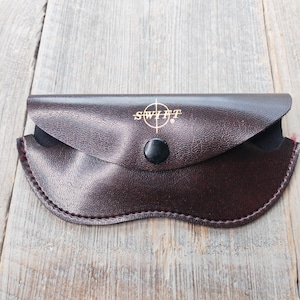 custodia per occhiali vegan-friendly in vinile marrone piccolo porta occhiali accessori per occhiali occhiali da sole accessorio scorte morte vintage unisex/uomo/donna