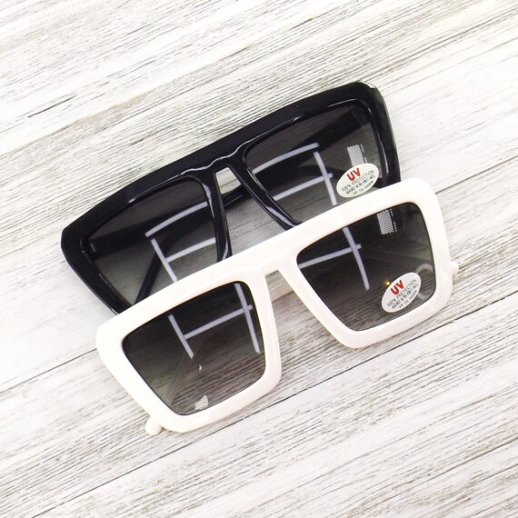 NOS 80s vintage sunglasses oversized square black… - image 9