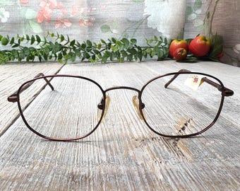 Vintage Copper Round Eyeglass Frames: 90s Unisex Fashion