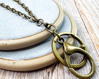 Bronze Chain Lanyard Necklace: Unisex ID Badge Keychain