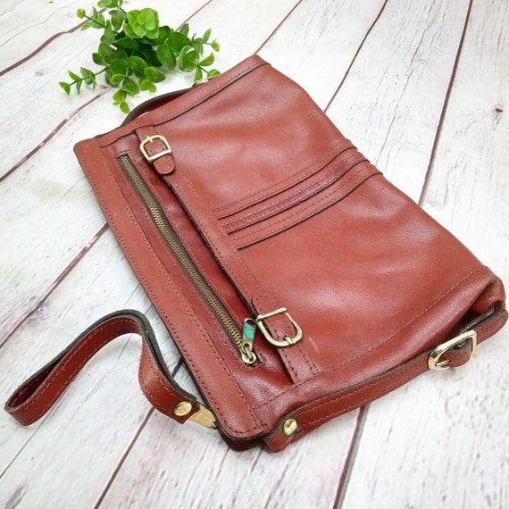 80s vintage brown leather wristlet purse, pacific… - image 7