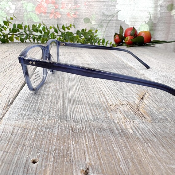 Clear Blue Square Eyeglasses Frames: 1990s Vintag… - image 3