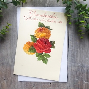 Geburtstagskarte Großmutter mit Liebe Grußkarte Enkel/Enkelin Rosen/Blumen