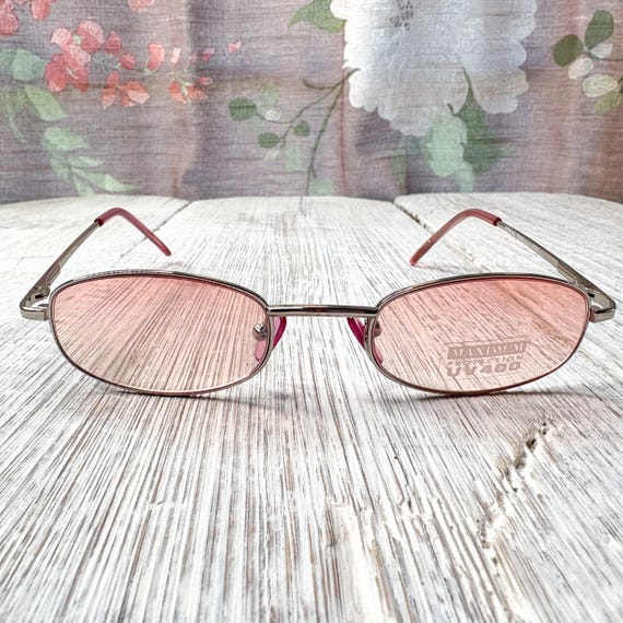 Vintage Metal Frame Sunglasses: Silver Pink or Gu… - image 1