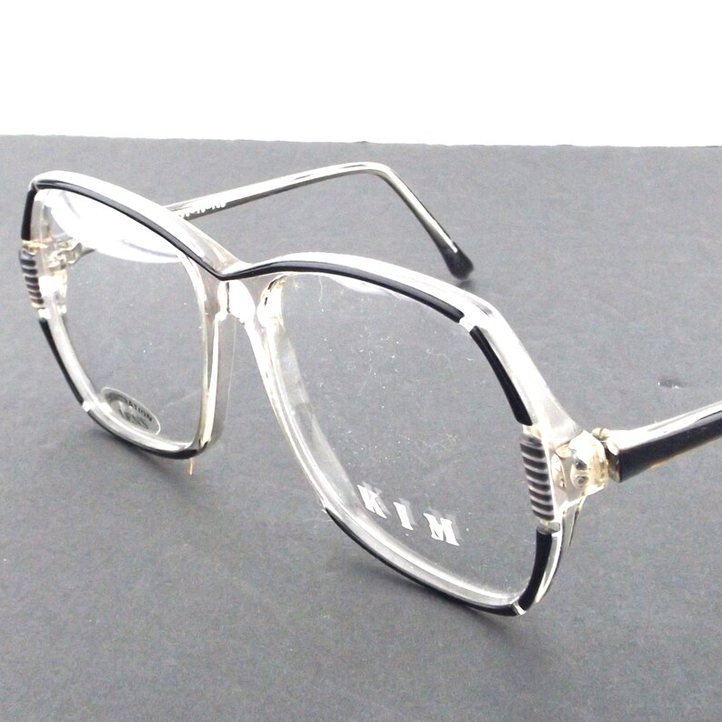 1980s glasses vintage eyeglasses octagon eye glasses, plastic frame glasses Black