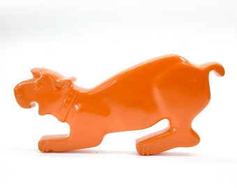 vintage 1970's dog figurine | brown plastic toy hasbro | baby nursery, kids room, home decor