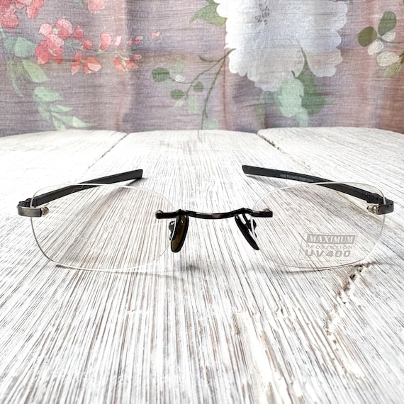 rectangular rimless sunglasses/glasses, clear/smo… - image 1