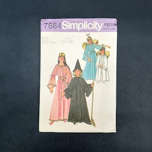 vintage costume sewing pattern simplicity 7684 childs girls size small 2-4 angel, fairy, witch, princess